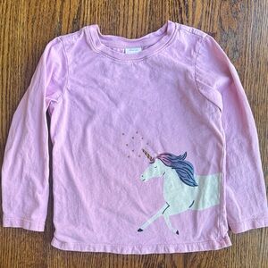 Hanna Andersson Girls Pink Unicorn Long Sleeved Top 110 cm US 5